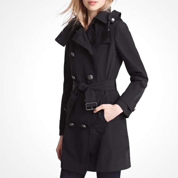 BURBERRY BRIT BLACK CLASSIC BELTED TRENCH COAT SIZE 8
